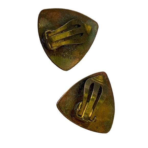 Vintage Copper Enamel Earrings Handmade Hope Denmark - Picture 3 of 5